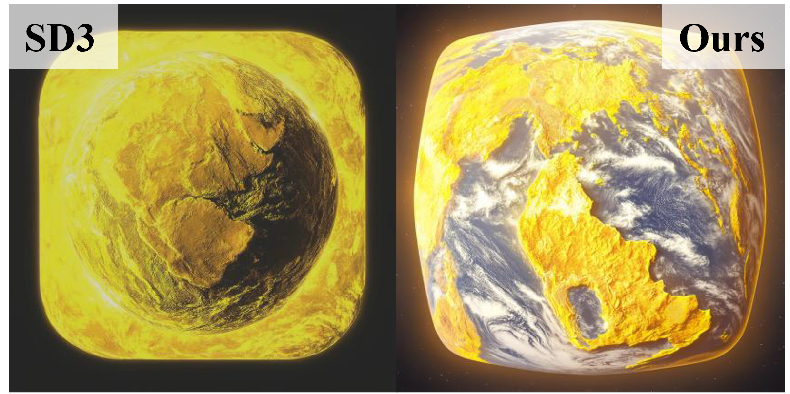 Earth depicted as a yellow planet in a square surface